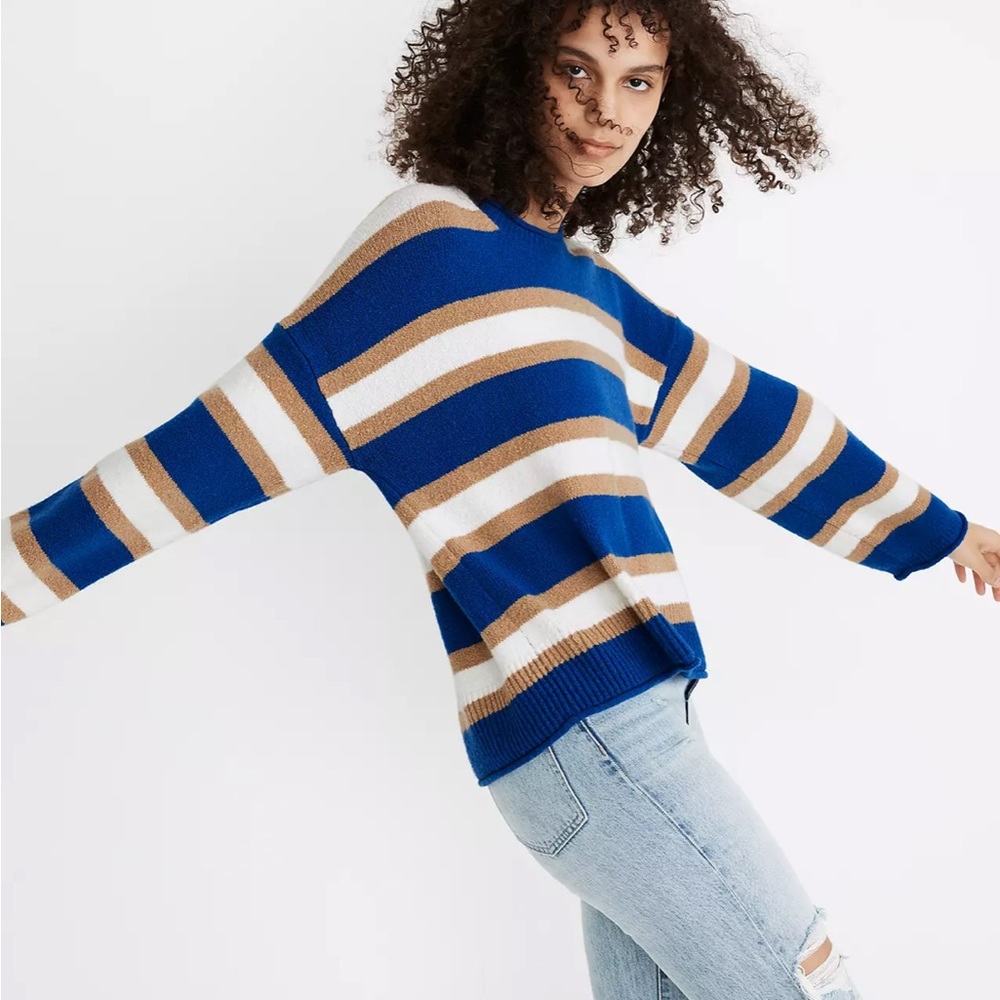 Striped Belmore Pullover Sweater in Coziest Textured Yarn - Picture 3 of 10
